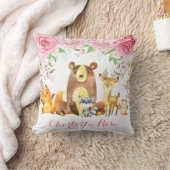 Woodland roze bloemige Rozen baby meisje kinderkam Kussen (Deken)