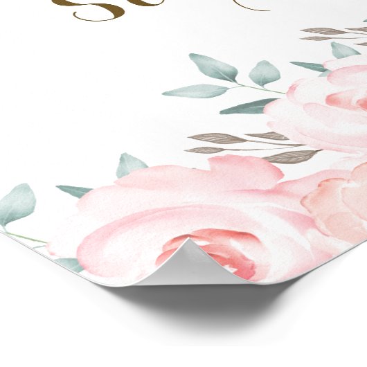  Woodland Roze Floral Girl Birthday Welkom Poster (Hoek)
