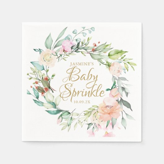 Woodland Rozen Bloemenkoppels Baby shower Servet (Voorkant)