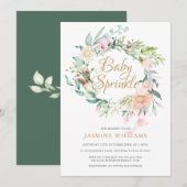 Woodland Rozen Gold Script Baby Sprinkle Kaart (Voorkant / Achterkant)
