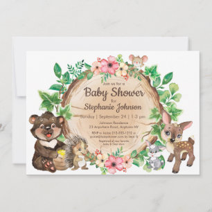 Woodland Rustic Animal Gender Neutral Baby shower Kaart