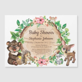 Woodland Rustic Animal Gender Neutral Baby shower Magnetische Uitnodiging