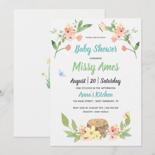 Woodland Rustic Baby shower Sprinkle (Voorkant / Achterkant)