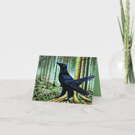 Woodland Rustic Black Raven Bedankkaart (Voorkant)
