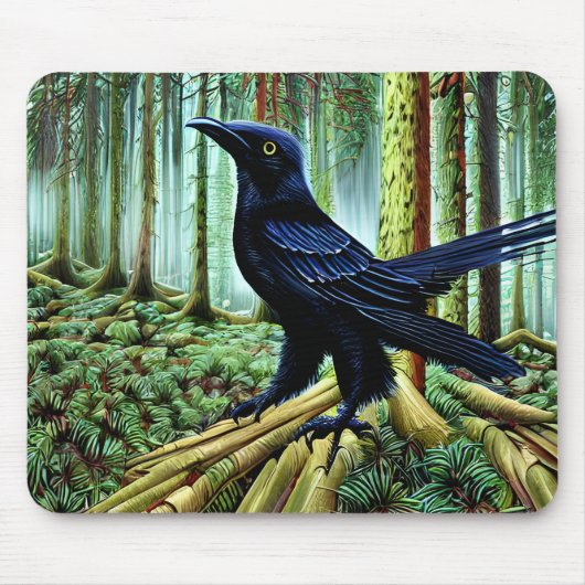 Woodland Rustic Black Raven Muismat (Voorkant)
