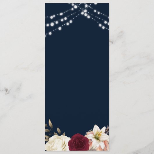 Woodland Rustic Bourgogne bruiloft Menu (Achterkant)