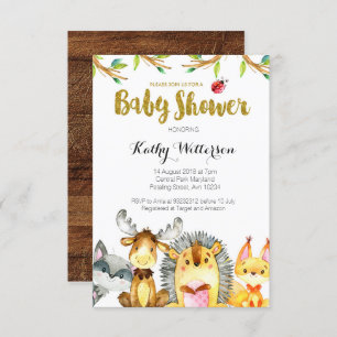 Woodland Rustic Creatures Baby shower Kaart