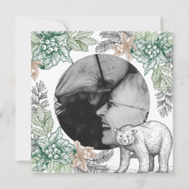 Woodland Rustic Foliage Photo Holiday Card Kaart