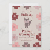 Woodland Rustic Fox Flowers Birthday Party Kaart (Voorkant)