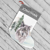 Woodland Rustic Waterverf Wolf Forest Kleine Kerstsok