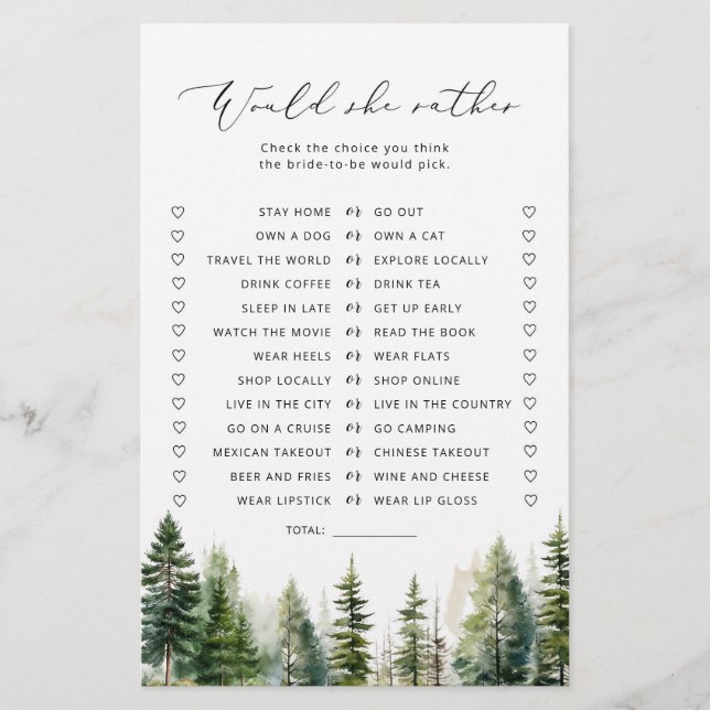 Woodland rustiek Zou ze liever bruids spel (Voorkant)