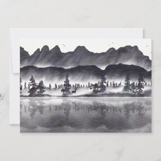 Woodland rustieke bosrijke berglandschap bruiloft kaart (Achterkant)