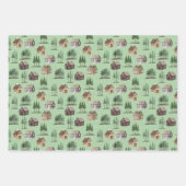 Woodland rustieke huisje dennenboom sneeuw Kerstmi Inpakpapier Vel (Voorkant 3)