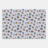 Woodland rustieke huisje dennenboom sneeuw Kerstmi Inpakpapier Vel (Voorkant 2)