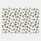 Woodland rustieke huisje dennenboom sneeuw Kerstmi Inpakpapier Vel (Voorkant)