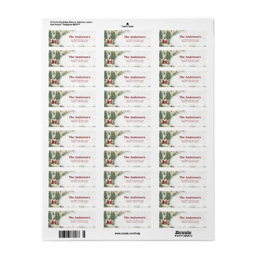 Woodland rustieke land kerst schattig adres etiket (Full Sheet)