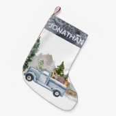 Woodland rustieke Waterverf vrachtwagencabine Kleine Kerstsok (Voorkant (Hangend))