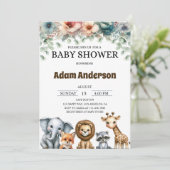 Woodland Safari Animals Baby Shower Kaart (Staand voorkant)