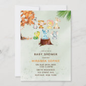 Woodland Safari Animals Boy Baby shower Invitation Kaart (Voorkant)