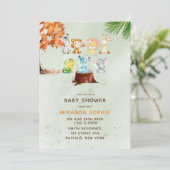 Woodland Safari Animals Boy Baby shower Invitation Kaart (Staand voorkant)