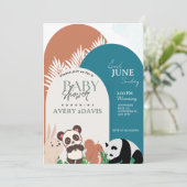 Woodland Safari Animals Boy Baby shower Invitation Kaart (Staand voorkant)