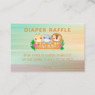 Woodland Safari Animals Diaper Raffle Visitekaartje