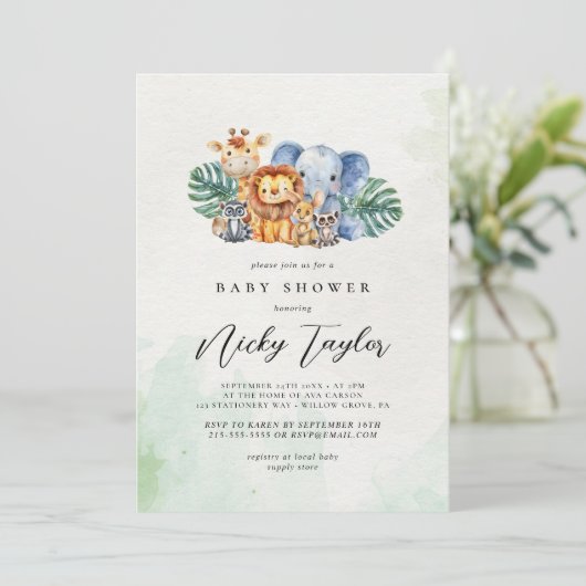 Woodland Safari Baby shower Kaart (Staand voorkant)