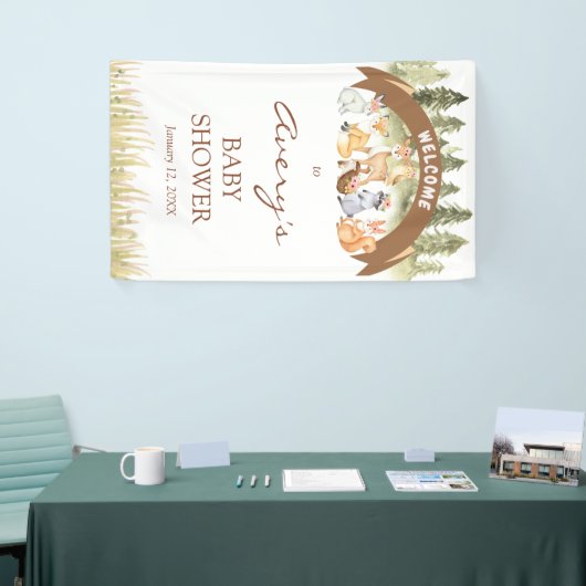 Woodland Safari Baby shower Welcome Sign Banner (Beurs)