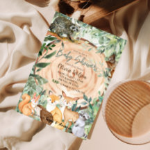 Woodland Safari Dieren baby shower Invitation