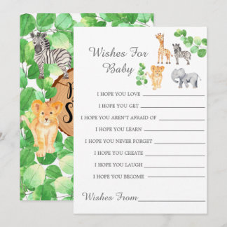 Woodland Safari Dieren wensen voor Baby Kaart