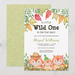 Woodland Safari Fox Family Baby shower Uitnodiging