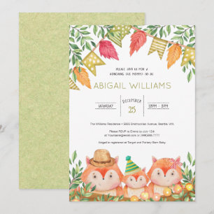 Woodland Safari Fox Family Baby shower Uitnodiging