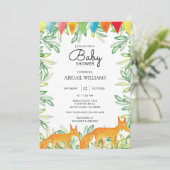 Woodland Safari Fox Moeder en Baby Baby shower Kaart (Staand voorkant)