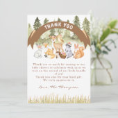 Woodland Safari Theme Baby shower Hartelijk dank Kaart (Staand voorkant)