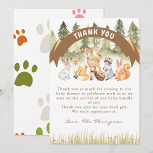 Woodland Safari Theme Baby shower Hartelijk dank Kaart