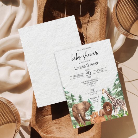Woodland Safari Zoo Animal Baby shower Invitation Kaart