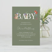Woodland Sage Green Baby shower Kaart (Staand voorkant)