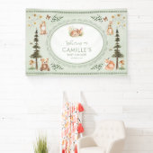 Woodland Sage Green Baby Shower Welcome Banner (Insitu)