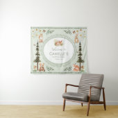 Woodland Sage Green Baby Shower Welcome Wandkleed (In Situ (horizontaal))