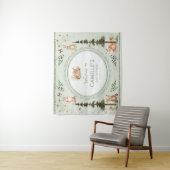 Woodland Sage Green Baby Shower Welcome Wandkleed (In situ)