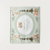 Woodland Sage Green Baby Shower Welcome Wandkleed (Voorkant)