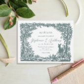 Woodland Sage Groen Wit Bos Scène Silhouet Kaart