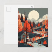 Woodland Scandi Village Art Briefkaart (Voorkant / Achterkant)