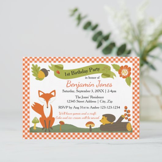 Woodland Scene - 3x5 Verjaardagsfeestuitnodiging Kaart (Staand voorkant)