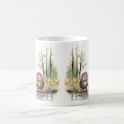 Woodland Scene Happy Wetland Porcupines Koffiemok (Center)