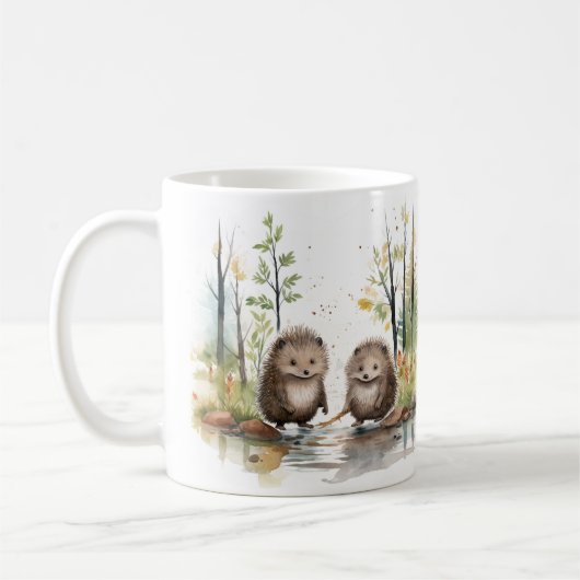 Woodland Scene Happy Wetland Porcupines Koffiemok (Links)