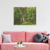 Woodland Scene met Rabbits, 1862 (olie op canvas) Canvas Afdruk (Insitu (Woonkamer))