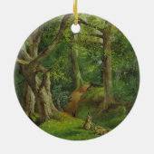 Woodland Scene met Rabbits, 1862 (olie op canvas) Keramisch Ornament (Achterkant)