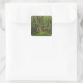 Woodland Scene met Rabbits, 1862 (olie op canvas) Vierkante Sticker (Tas)