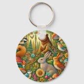 Woodland Scene met schattige dieren Sleutelhanger (Achterkant)